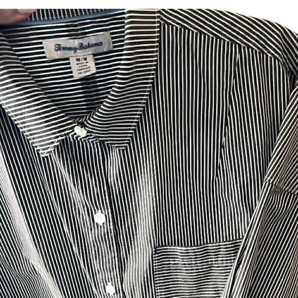 Women's Classic Navy White Nautical Tommy Bahama Button Down Shirt Size Medium - Picture 7 of 8